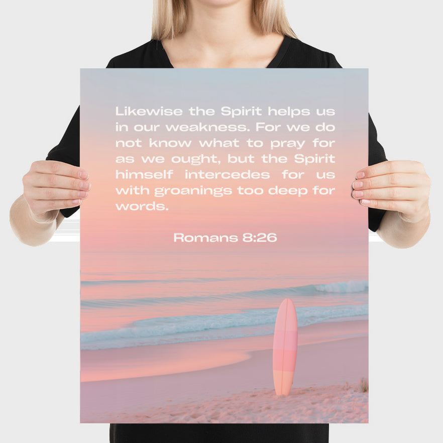 Romans 8:26 Bible Verse Art Print - Christian Wall Decor