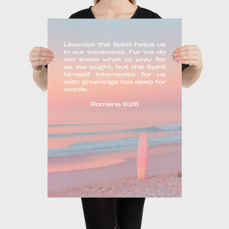 Romans 8:26 Bible Verse Art Print - Christian Wall Decor