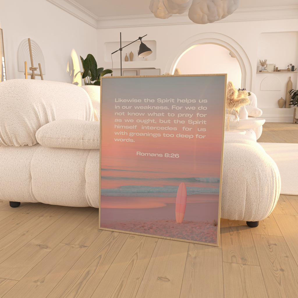 Romans 8:26 Bible Verse Art Print - Christian Wall Decor