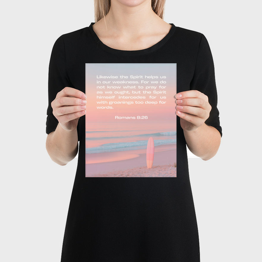 Romans 8:26 Bible Verse Art Print - Christian Wall Decor